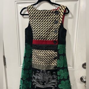 Desigual Black and Gold Patterned Dress